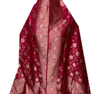 PD1B1AS326050501 Pink Banarasi Handloom Pure Katan Silk Dupatta - Luxurion World- Crafted Heirlooms