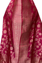 PD1B1AS326050503 Pink Banarasi Handloom Pure Katan Silk - Luxurion World- Crafted Heirlooms