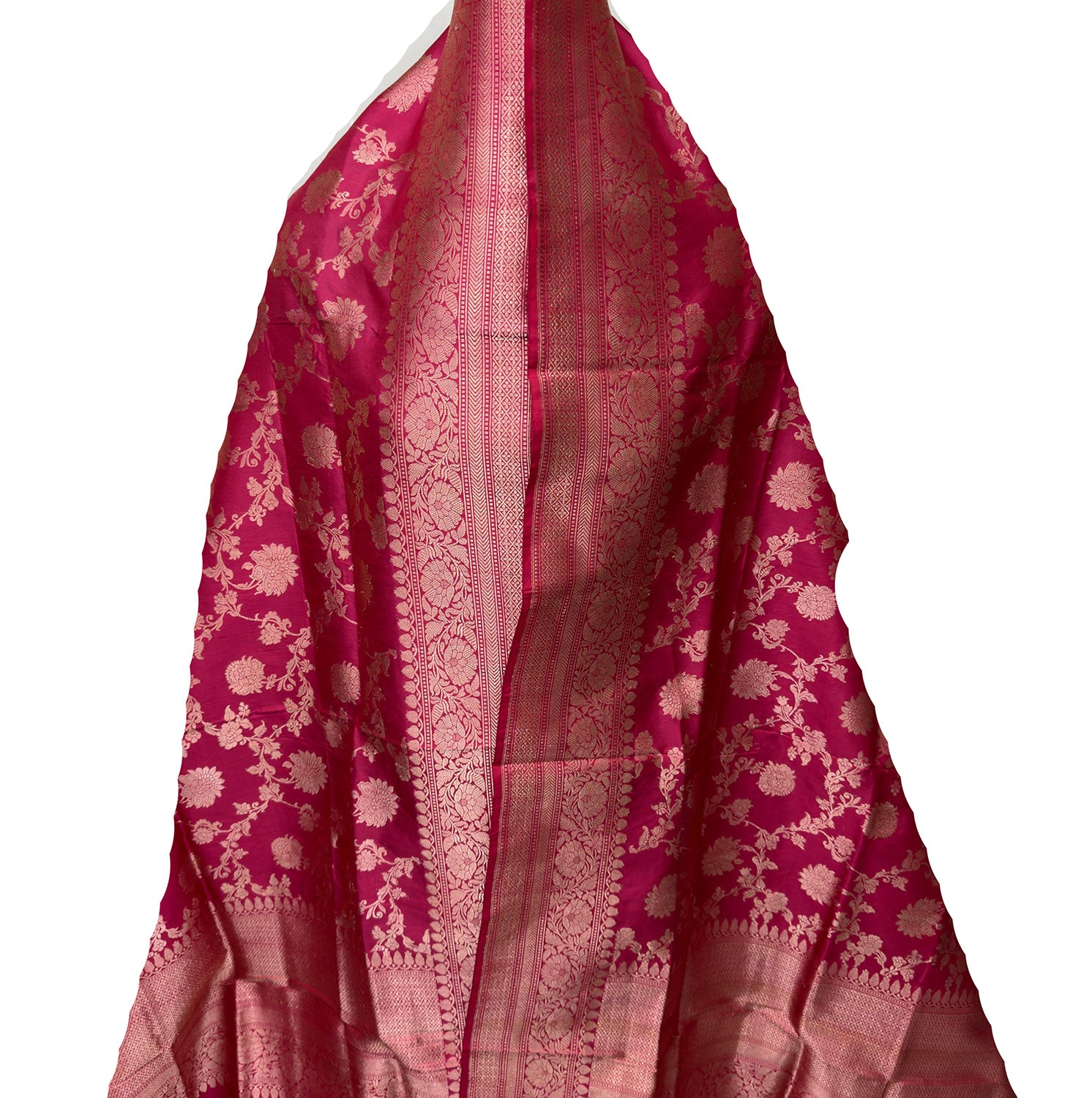 PD1B1AS326050503 Pink Banarasi Handloom Pure Katan Silk - Luxurion World- Crafted Heirlooms