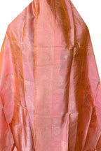 PD1B1AS326050504 Peach Banarasi Handloom Pure Katan Silk - Luxurion World- Crafted Heirlooms
