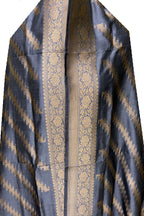 PD1B1AS326050507 Grey Banarasi Handloom Pure Katan Silk - Luxurion World- Crafted Heirlooms