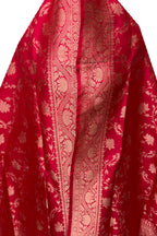 PD1B1AS326050508 Red Banarasi Handloom Pure Katan Silk - Luxurion World- Crafted Heirlooms