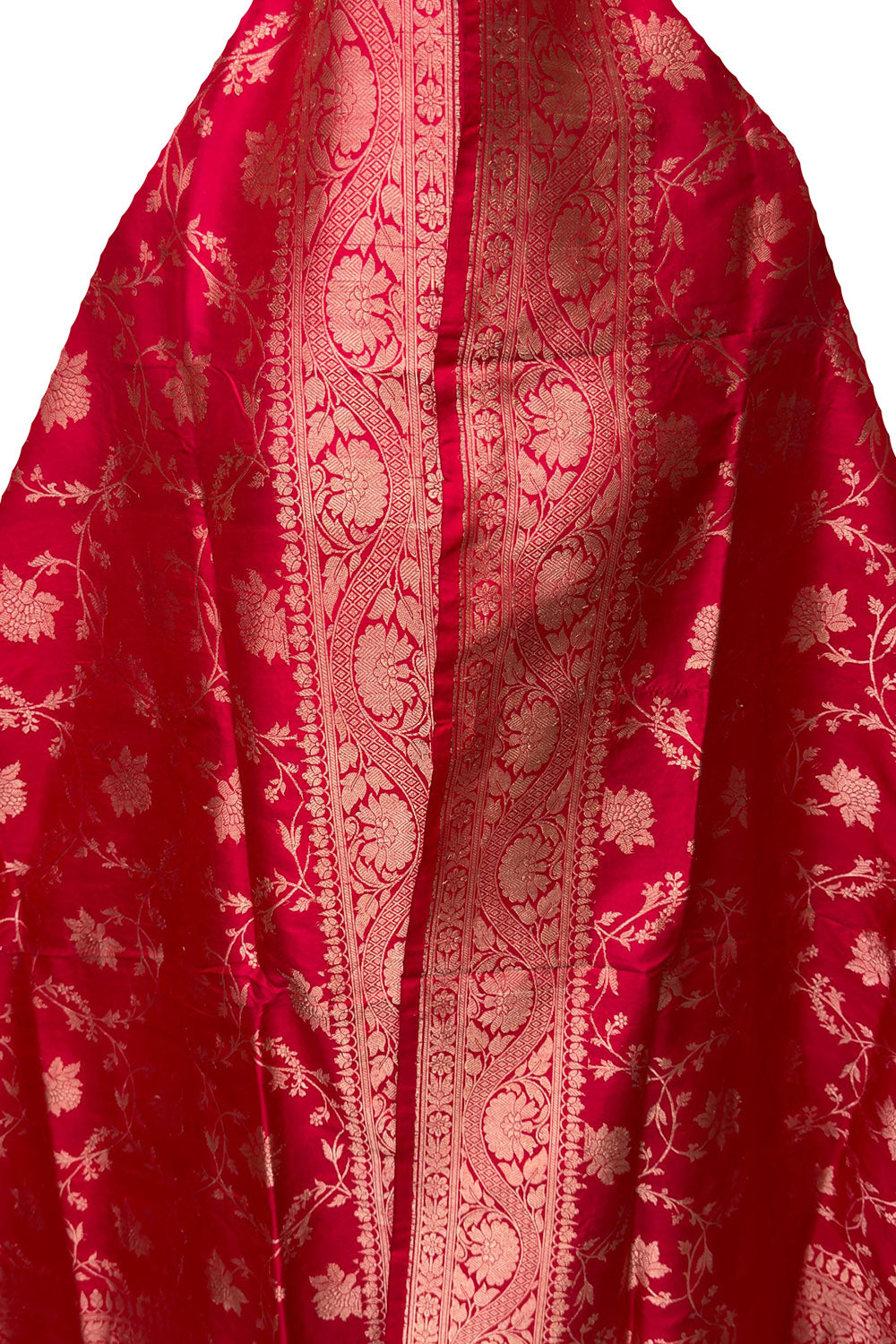 PD1B1AS326050508 Red Banarasi Handloom Pure Katan Silk - Luxurion World- Crafted Heirlooms