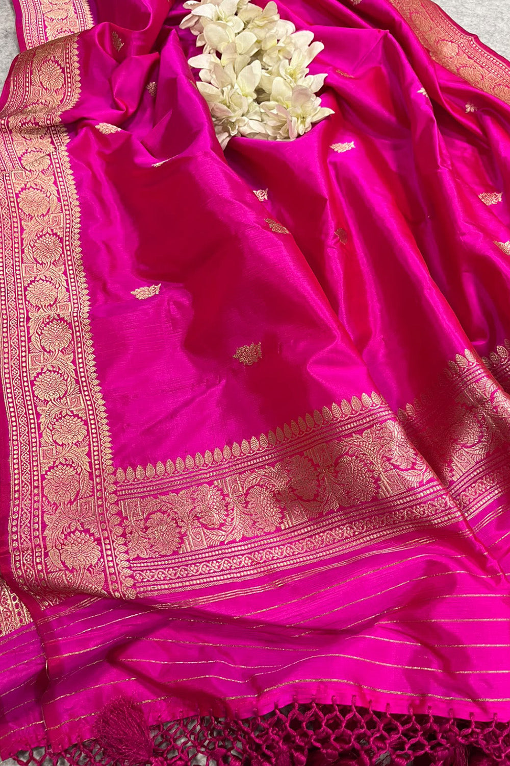 Pink Banarasi Pure Katan Silk Handloom Dupatta