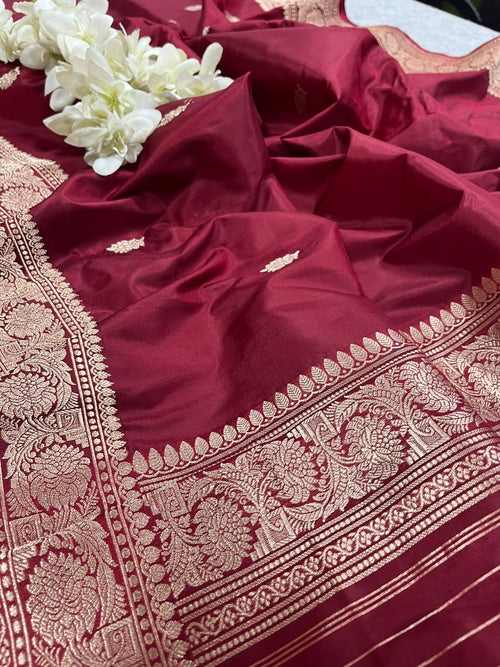 Maroon Handloom Banarasi Pure Katan Silk Dupatta PD1B1AS326100304