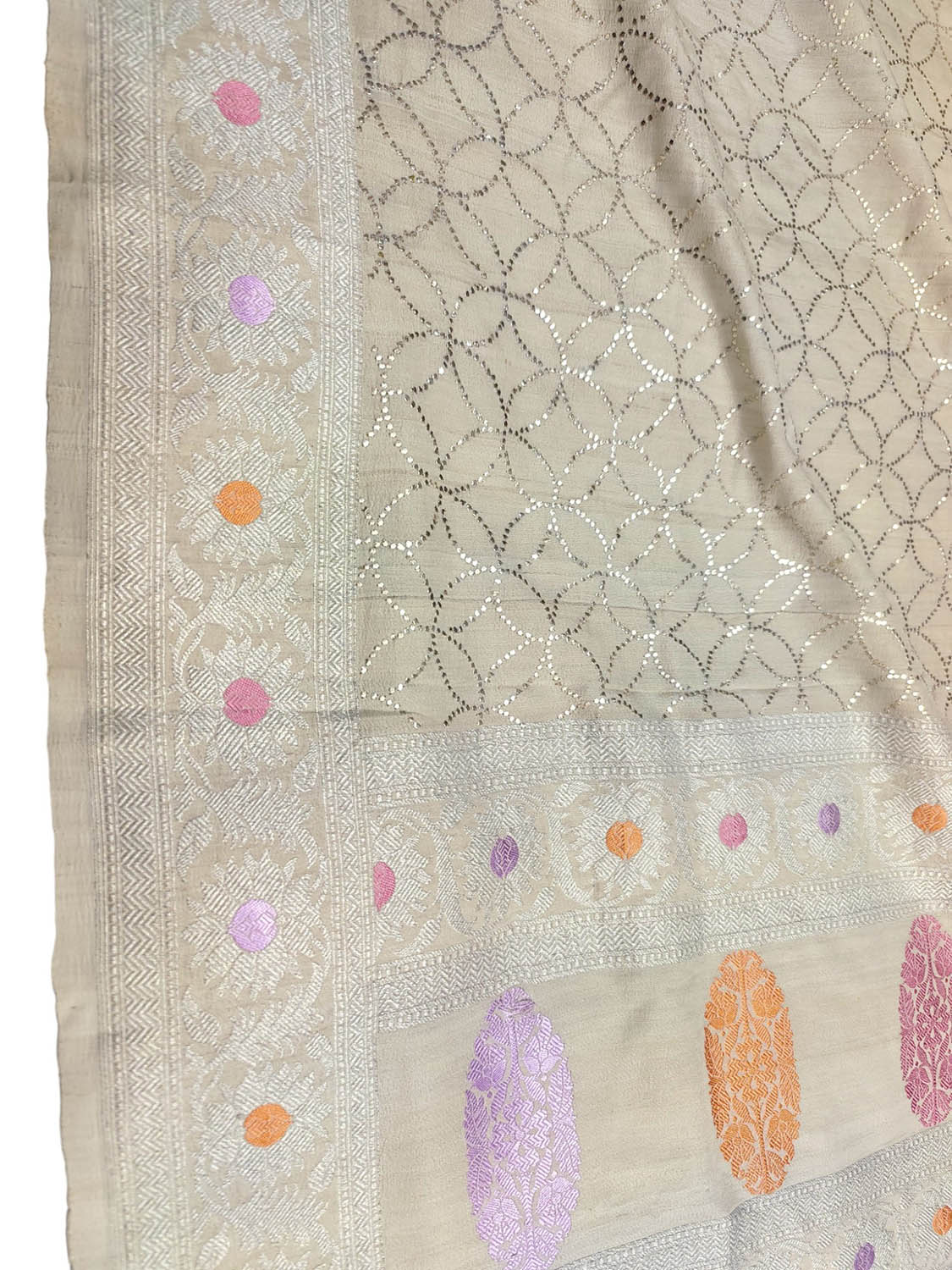 Dazzling Dyeable Banarasi Handloom Tussar Georgette Mukaish Work Meenakari Dupatta - Luxurion World