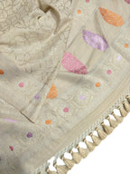 Dazzling Dyeable Banarasi Handloom Tussar Georgette Mukaish Work Meenakari Dupatta - Luxurion World