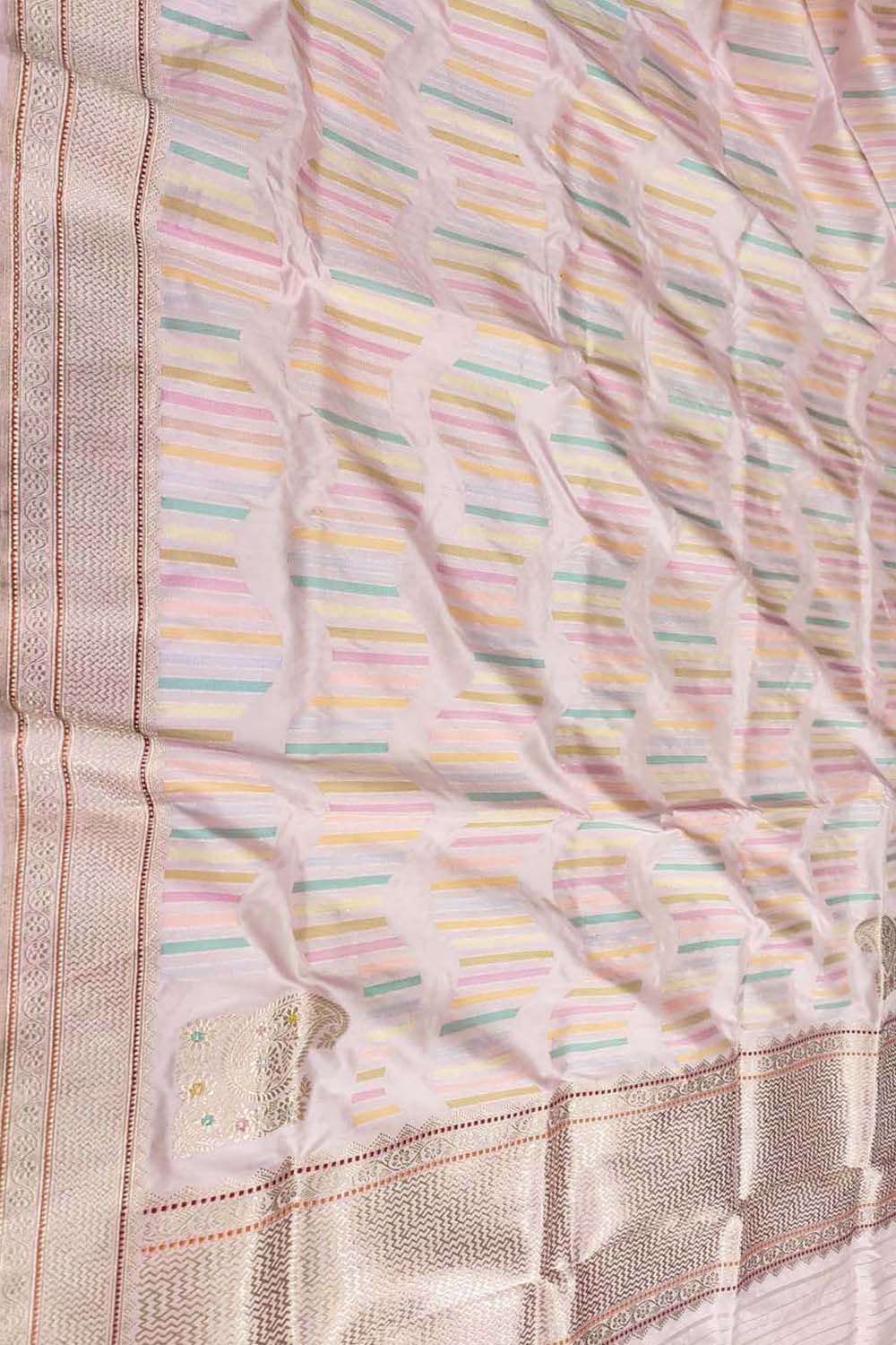 Beautiful Pink Banarasi Handloom Pure Katan Silk Dupatta - Luxurion World