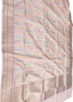 Beautiful Pink Banarasi Handloom Pure Katan Silk Dupatta - Luxurion World- Crafted Heirlooms