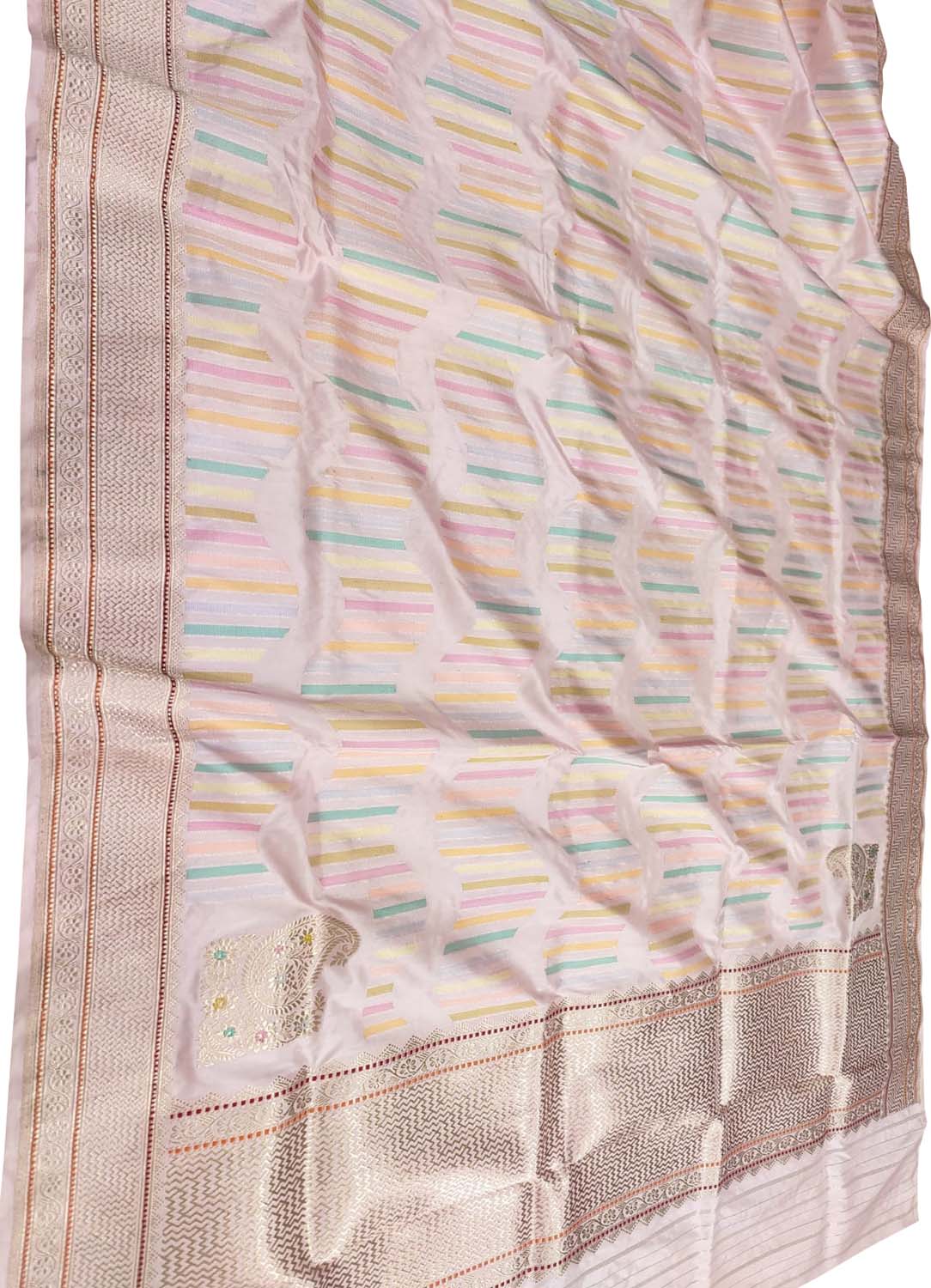 Beautiful Pink Banarasi Handloom Pure Katan Silk Dupatta - Luxurion World- Crafted Heirlooms