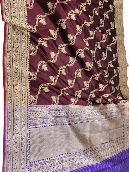 Elegant Maroon Banarasi Silk Dupatta - Luxurion World