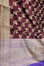 Elegant Maroon Banarasi Silk Dupatta - Luxurion World- Crafted Heirlooms