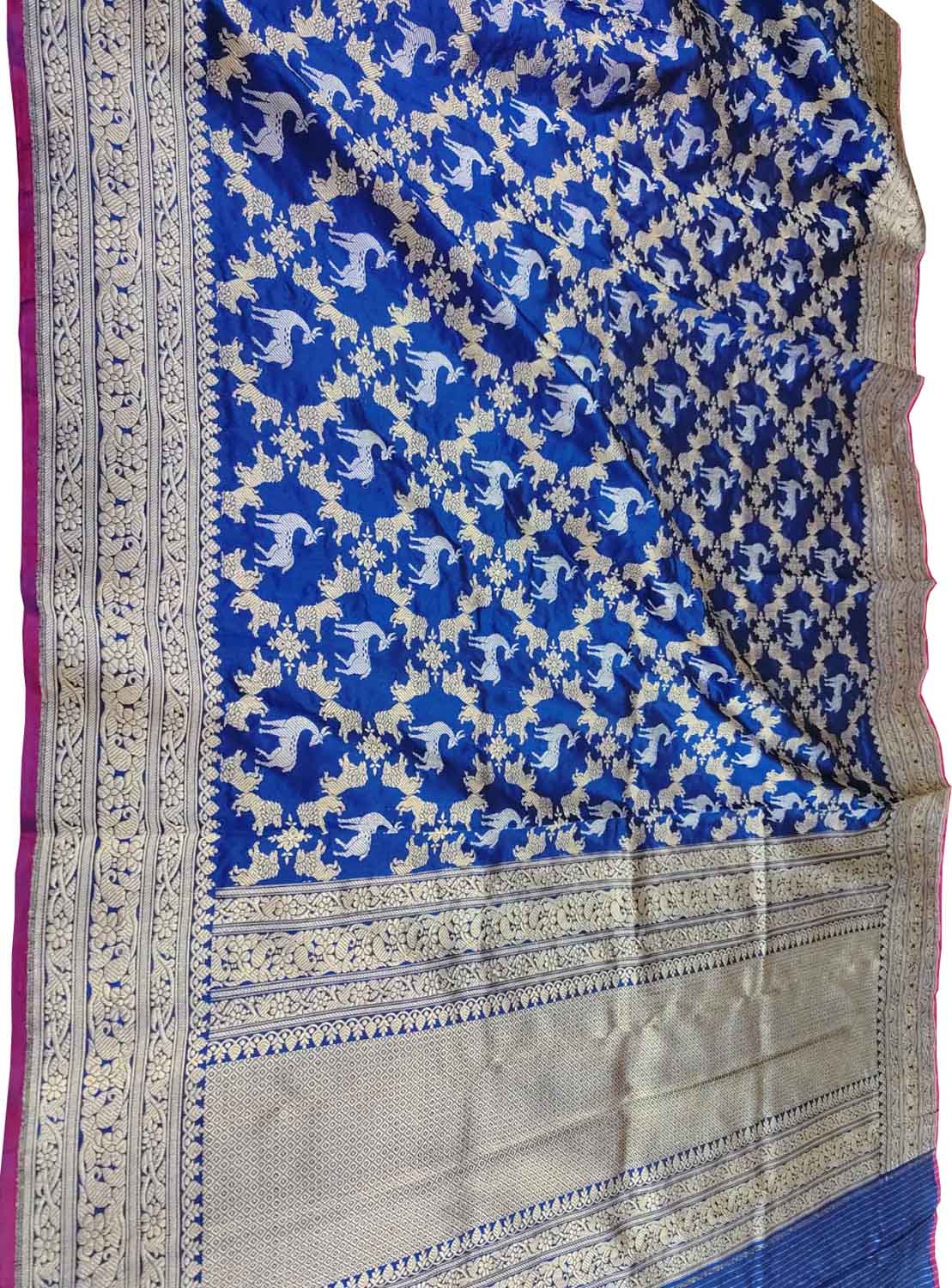 Exquisite Blue Banarasi Handloom Pure Katan Silk Dupatta - Luxurion World