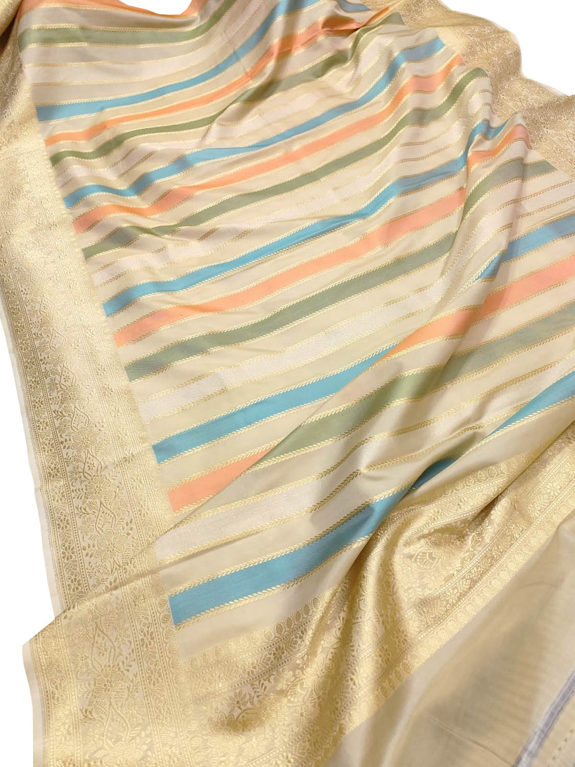 Vibrant Banarasi Silk Dupatta in Multicolor - Luxurion World- Crafted Heirlooms