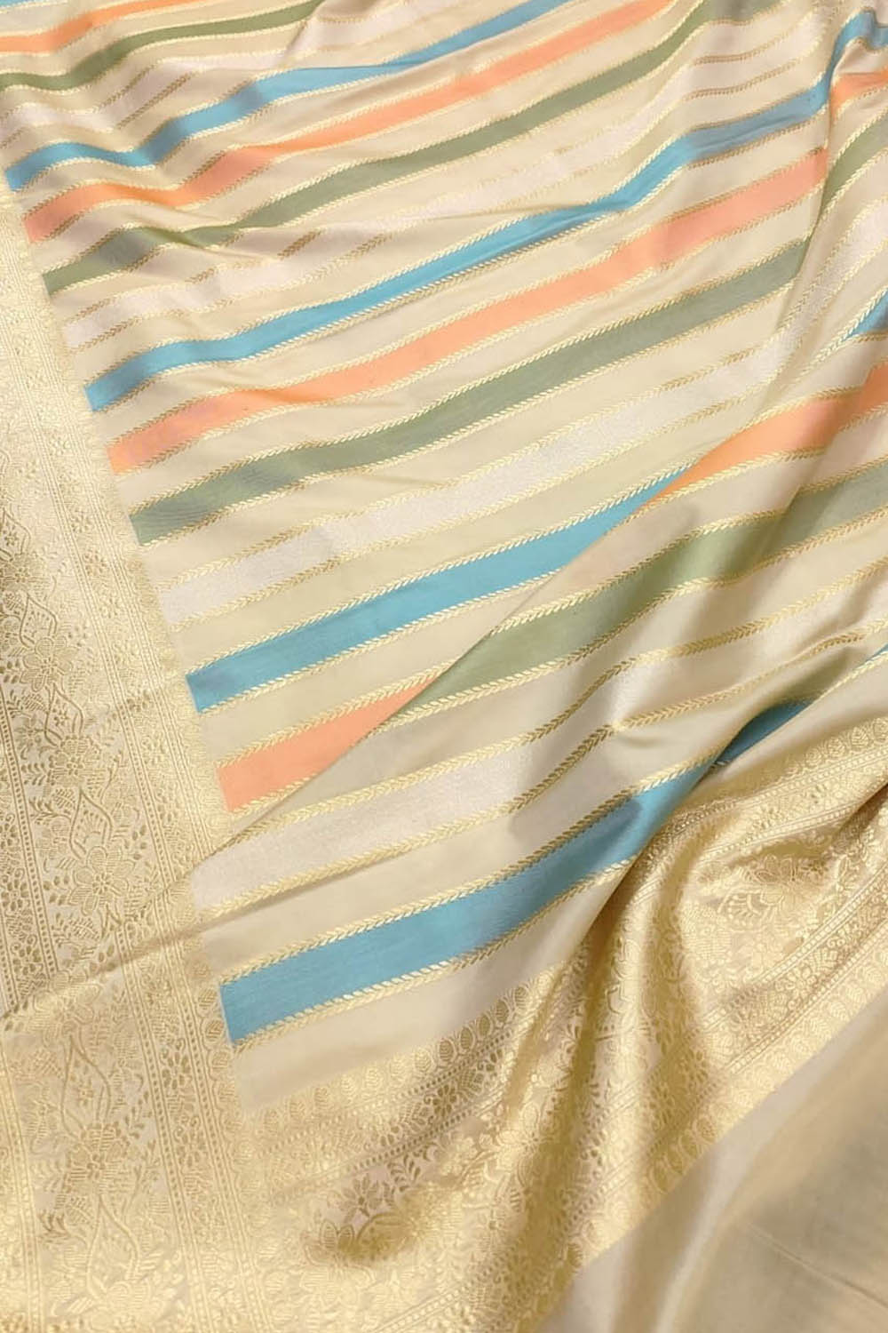 Vibrant Banarasi Silk Dupatta in Multicolor - Luxurion World- Crafted Heirlooms