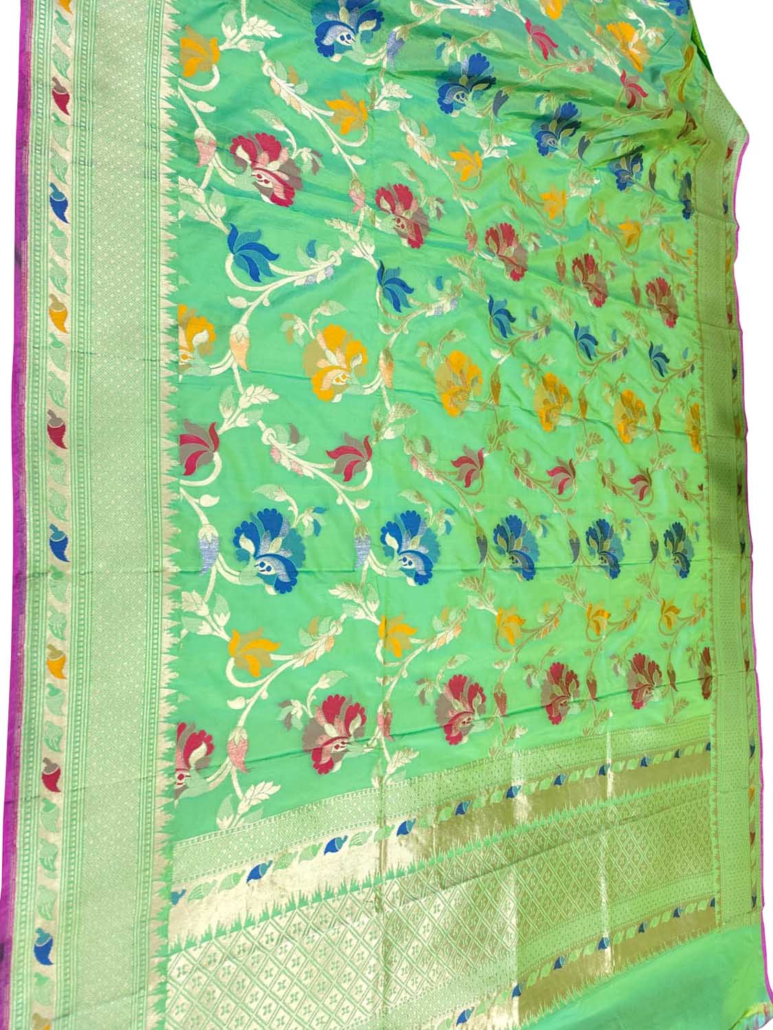 Green Banarasi Silk Dupatta: Handloom Elegance - Luxurion World