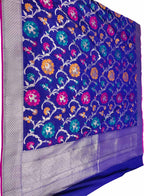 Regal Blue Banarasi Silk Dupatta - Elegant and Luxurious - Luxurion World- Crafted Heirlooms