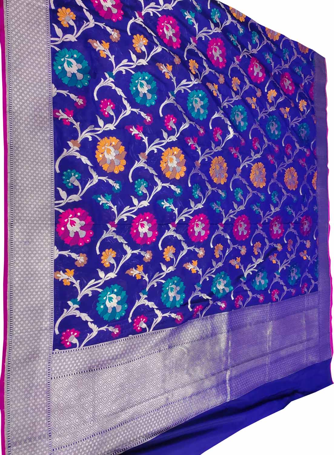 Regal Blue Banarasi Silk Dupatta - Elegant and Luxurious - Luxurion World- Crafted Heirlooms
