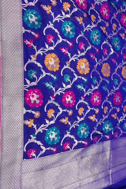 Regal Blue Banarasi Silk Dupatta - Elegant and Luxurious - Luxurion World