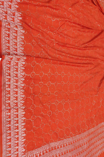 Elegant Orange Banarasi Handloom Pure Moonga Silk Mukaish Work Dupatta - Luxurion World