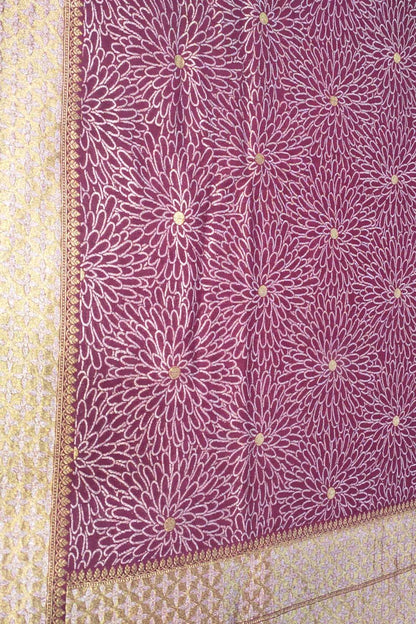 Exquisite Purple Banarasi Handloom Pure Moonga Silk Dupatta - Luxurion World