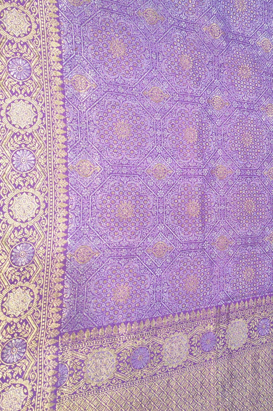 Exquisite Purple Banarasi Handloom Pure Moonga Silk Dupatta - Luxurion World