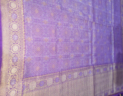 Exquisite Purple Banarasi Handloom Pure Moonga Silk Dupatta - Luxurion World