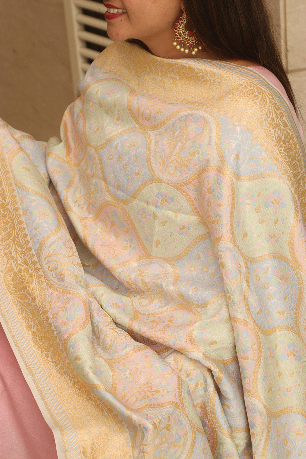 Stunning Dyeable Banarasi Handloom Pure Georgette Meenakari Dupatta - Luxurion World- Crafted Heirlooms