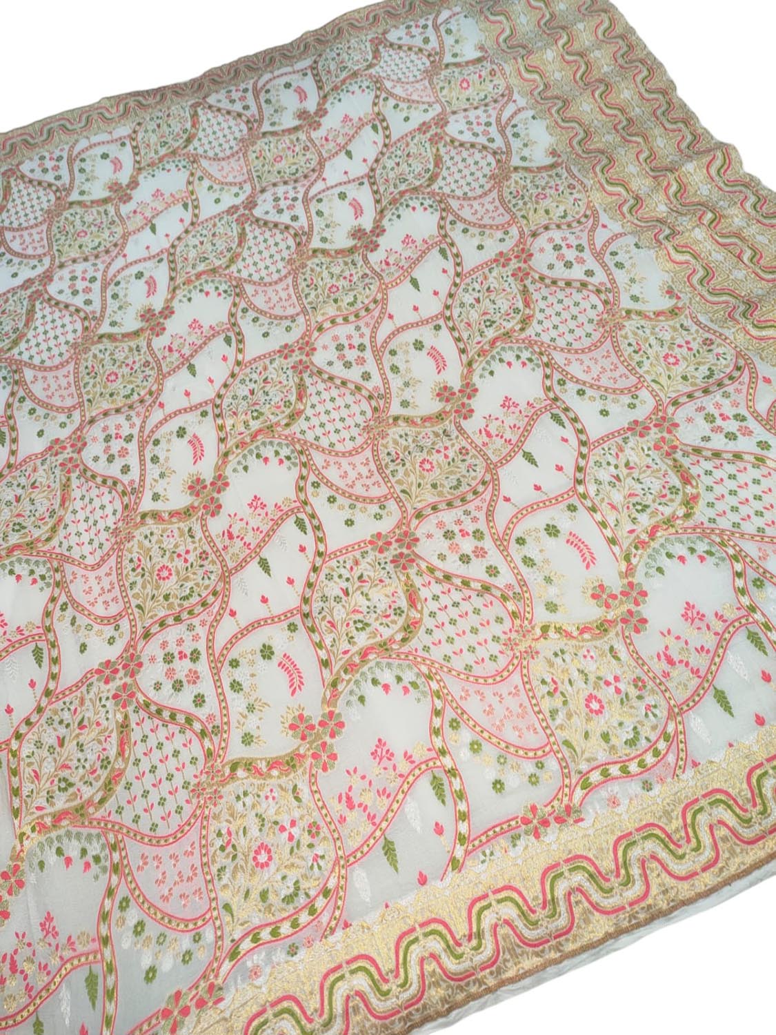 Stunning Dyeable Banarasi Handloom Pure Georgette Meenakari Dupatta - Luxurion World