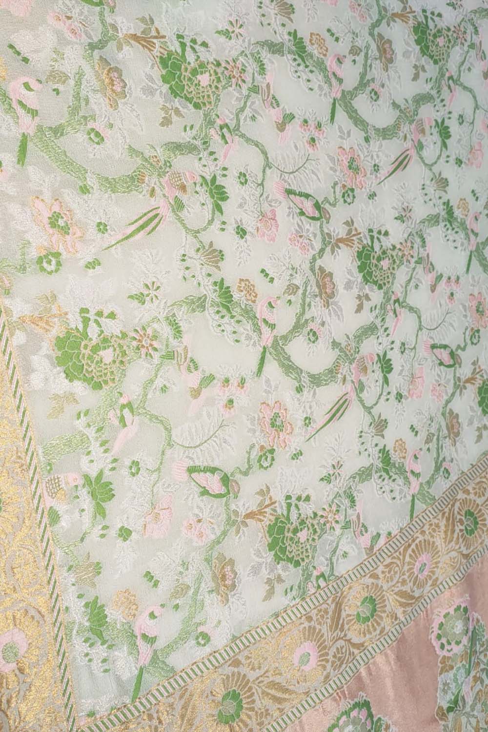 Stunning Dyeable Banarasi Handloom Pure Georgette Meenakari Dupatta - Luxurion World- Crafted Heirlooms