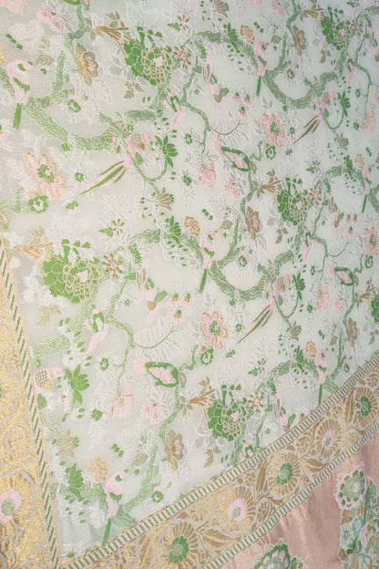 Stunning Dyeable Banarasi Handloom Pure Georgette Meenakari Dupatta - Luxurion World