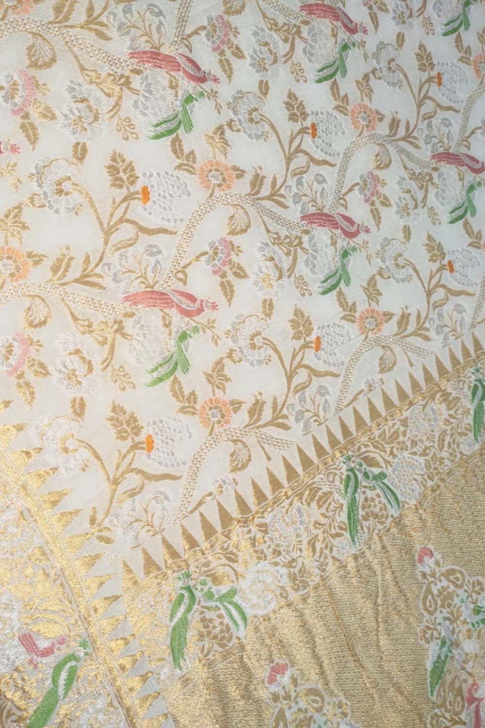 Stunning Dyeable Banarasi Handloom Pure Georgette Meenakari Dupatta - Luxurion World- Crafted Heirlooms