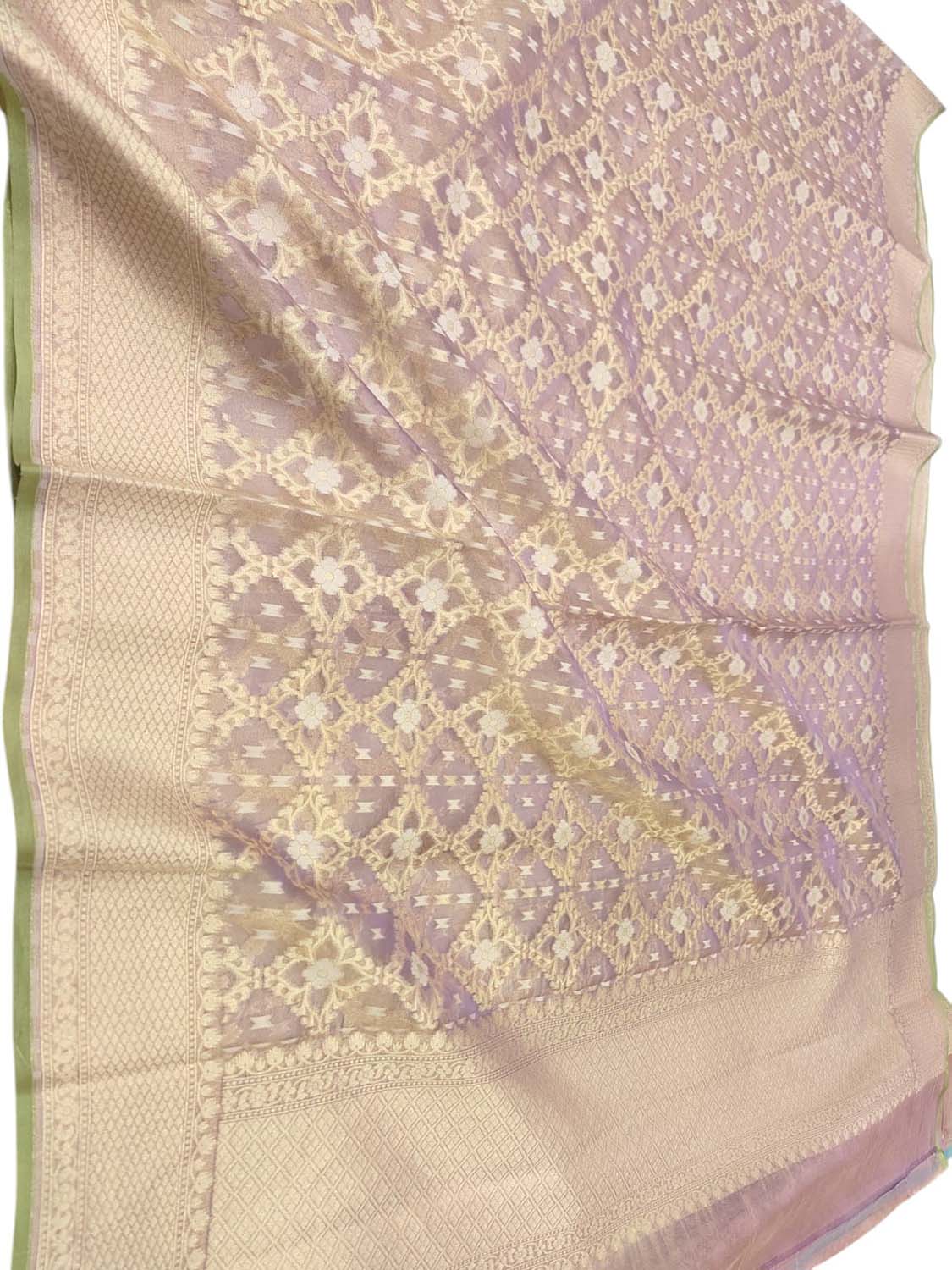 Exquisite Purple Banarasi Handloom Pure Tissue Silk Saree - Luxurion World- Crafted Heirlooms