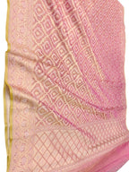 Exquisite Pink Banarasi Handloom Pure Tissue Silk Saree - Luxurion World- Crafted Heirlooms