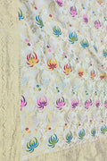 Dyeable Handloom Banarasi Pure Georgette Flower Design Meenakari Dupatta - Luxurion World- Crafted Heirlooms
