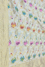 Dyeable Handloom Banarasi Pure Georgette Flower Design Meenakari Dupatta - Luxurion World- Crafted Heirlooms