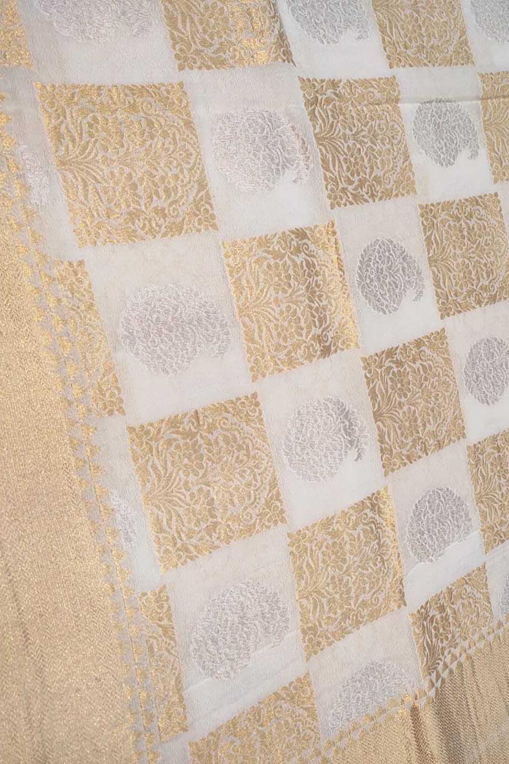 Dyeable Handloom Banarasi Pure Georgette Dupatta - Luxurion World- Crafted Heirlooms