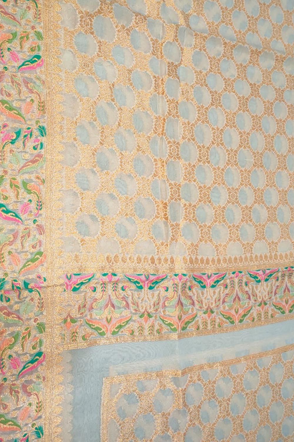 Dyeable Handloom Banarasi Pure Georgette Meenakari Dupatta - Luxurion World- Crafted Heirlooms