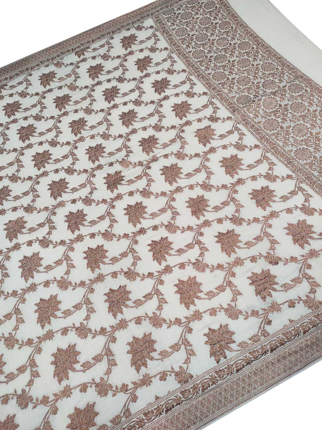 Exquisite Dyeable Banarasi Handloom Pure Moonga Antique Zari Flower Design Dupatta - Luxurion World