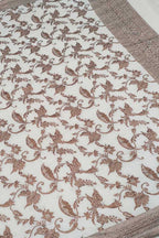 Dyeable Banarasi Handloom Pure Moonga Antique Zari Flower Design Dupatta - Luxurion World- Crafted Heirlooms
