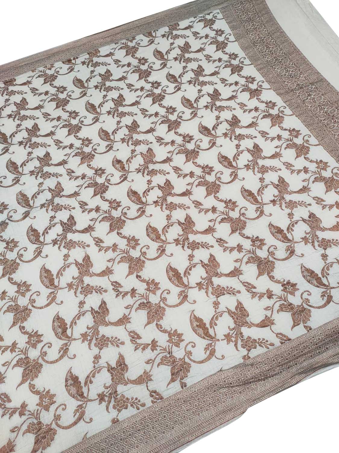 Dyeable Banarasi Handloom Pure Moonga Antique Zari Flower Design Dupatta - Luxurion World