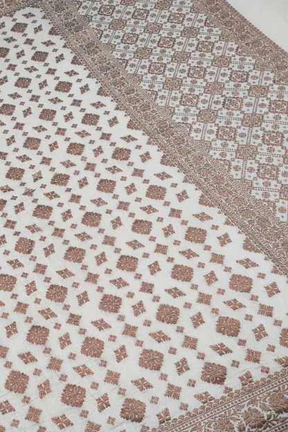 Dyeable Banarasi Handloom Pure Moonga Antique Zari Dupatta - Luxurion World