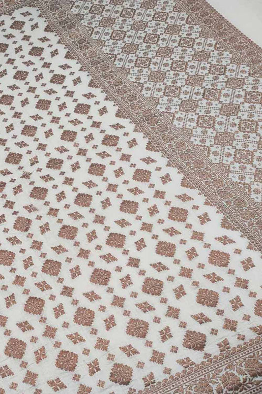 Dyeable Banarasi Handloom Pure Moonga Antique Zari Dupatta - Luxurion World