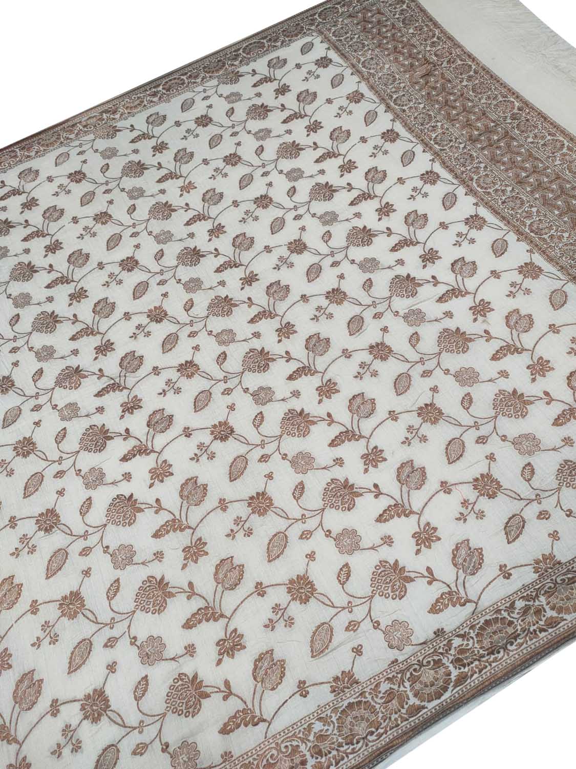 Dyeable Banarasi Handloom Pure Moonga Antique Zari Flower Design Dupatta - Luxurion World