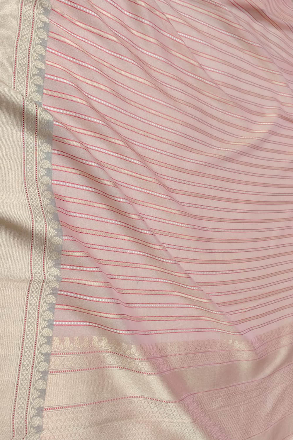 Pastel Banarasi Handloom Cotton Tissue Dupatta - Luxurion World- Crafted Heirlooms