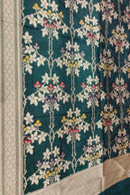 Green Banarasi Handloom Pure Katan Silk Jaal Work Dupatta - Luxurion World- Crafted Heirlooms