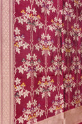 Red Banarasi Handloom Pure Katan Silk Jaal Work Dupatta - Luxurion World- Crafted Heirlooms