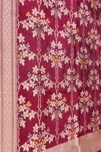 Red Banarasi Handloom Pure Katan Silk Jaal Work Dupatta - Luxurion World- Crafted Heirlooms