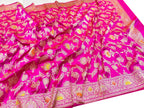 Pink Handloom Banarasi Pure Katan Silk Meenakari Jaal Work Dupatta - Luxurion World- Crafted Heirlooms