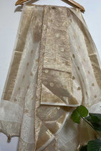 Dyeable Banarasi Handloom Tissue Silk Polka Dot Dupatta - Luxurion World- Crafted Heirlooms